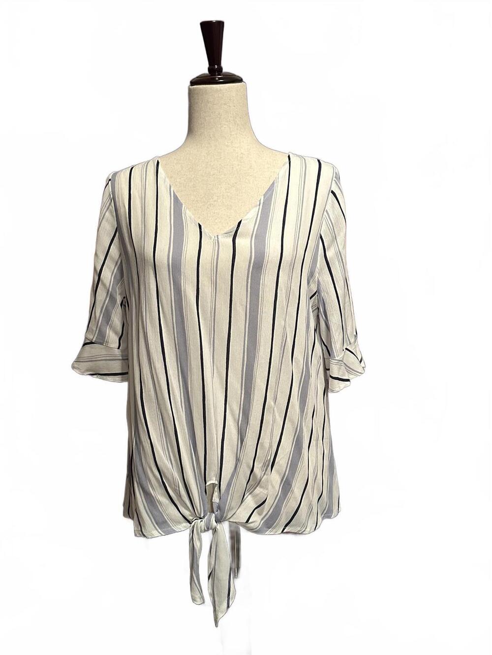 West Kei Women's Striped Tie-Front Blouse